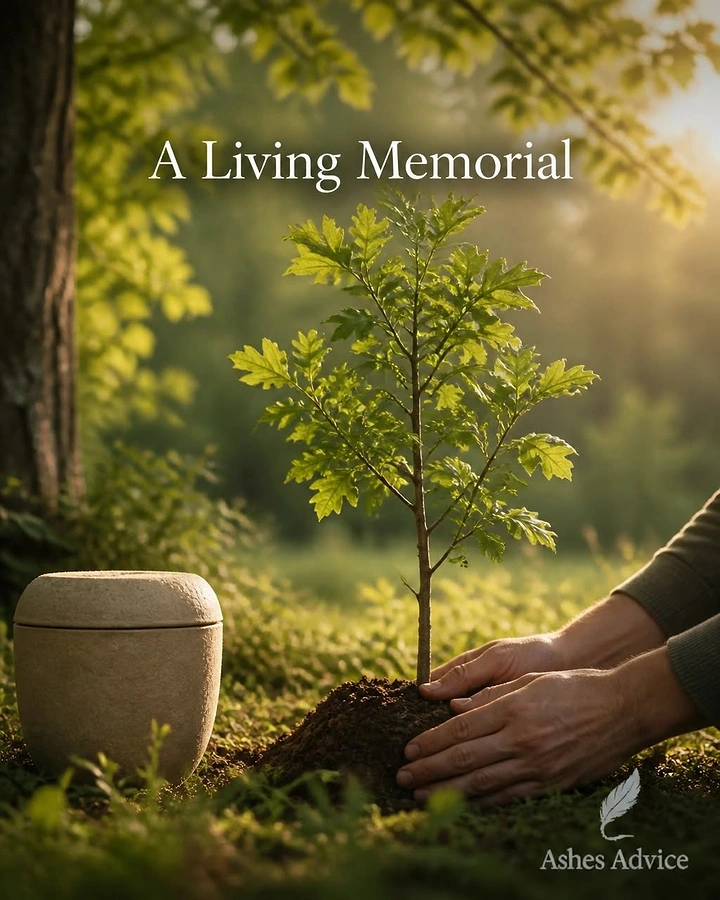 Funeral Services creative ad: Biodegradable urn as living tree memorial