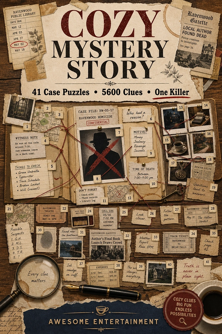 Escape Rooms creative ad: Mystery story presented as evidence board