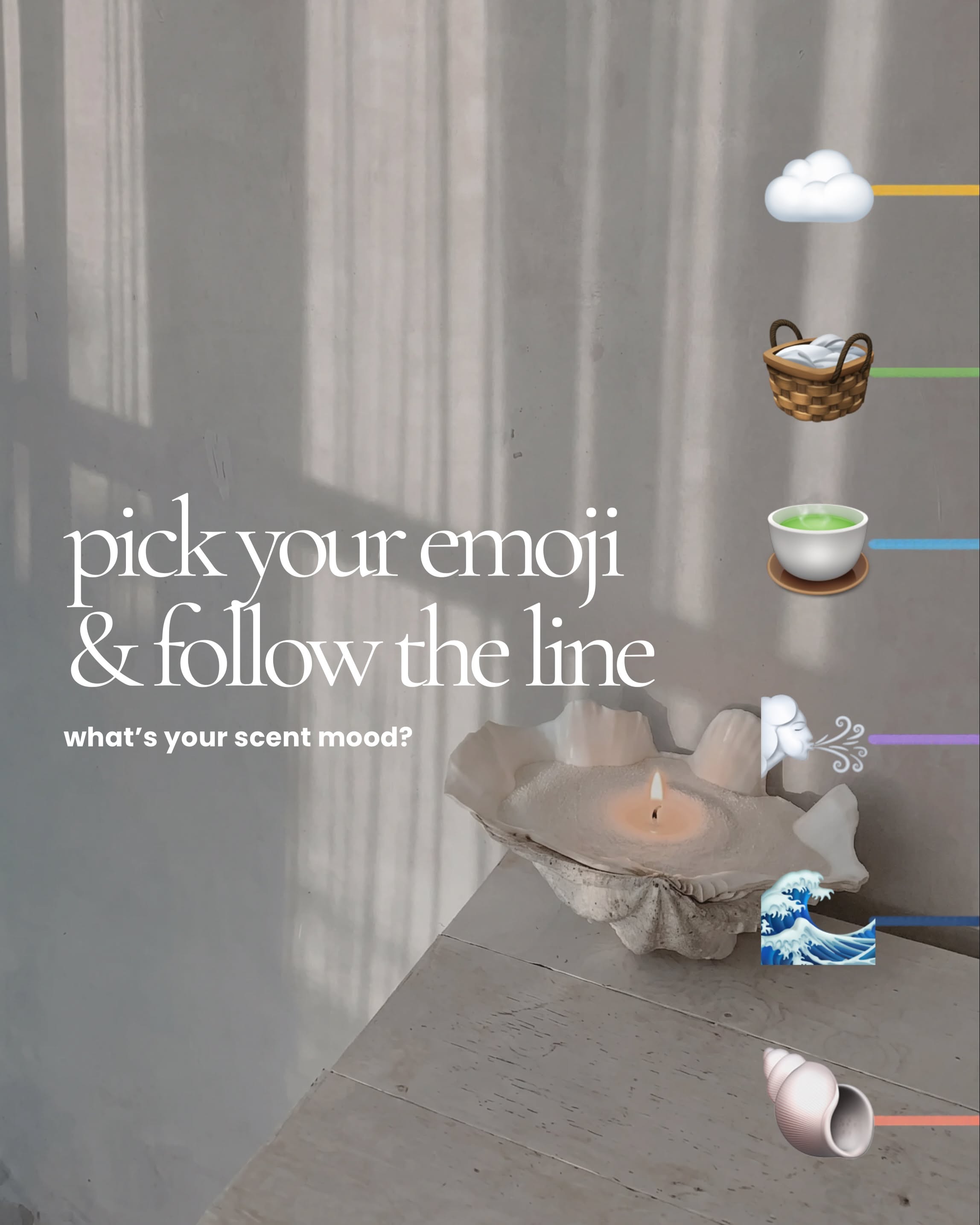 Instagram post: Emoji follow-the-line scent mood game, slide 1