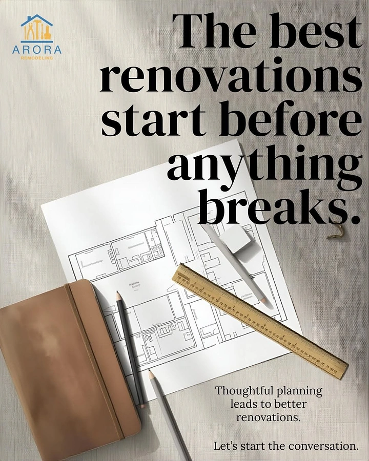 Home Renovation & Remodeling creative ad: Planning-before-breakage visual message