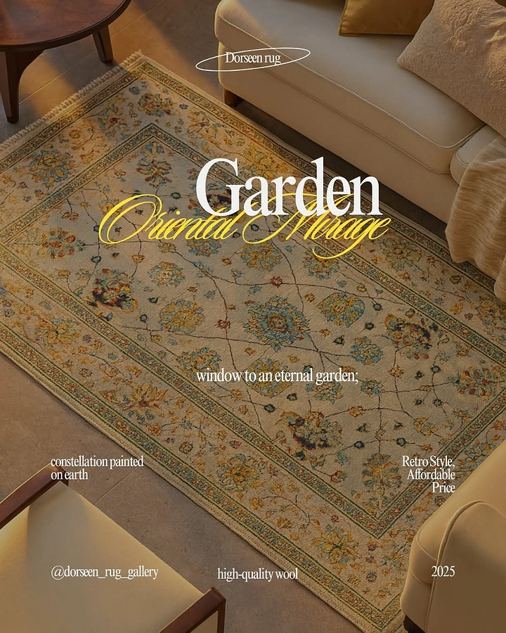 Rugs & Carpets creative ad: Oriental rug framed as an ornamental garden