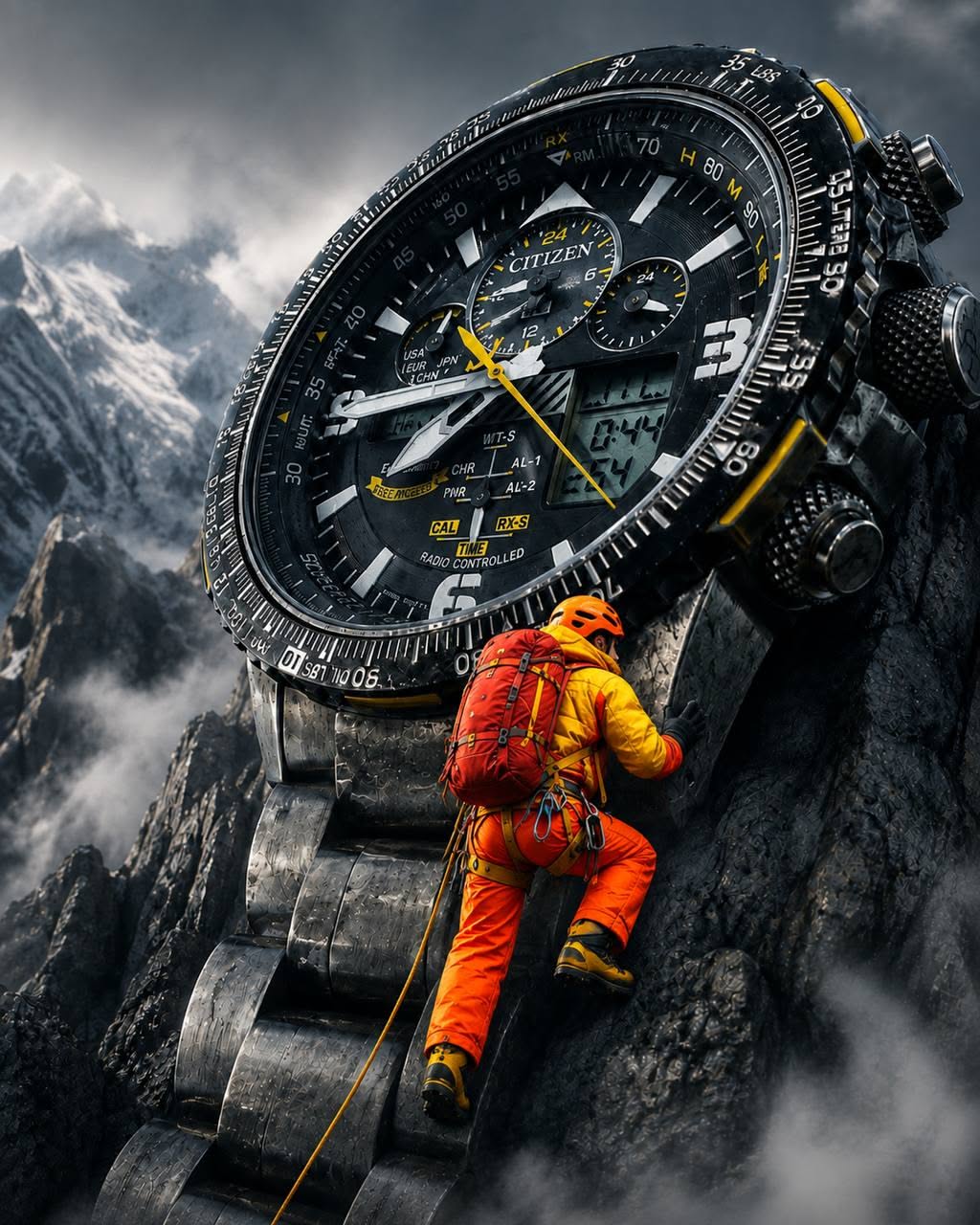 Instagram post: Watch dial becomes a climbing landscape