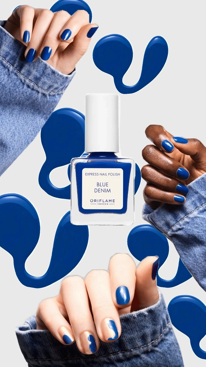 Nail Polish Brands creative ad: Unexpected hands and abstract blue forms