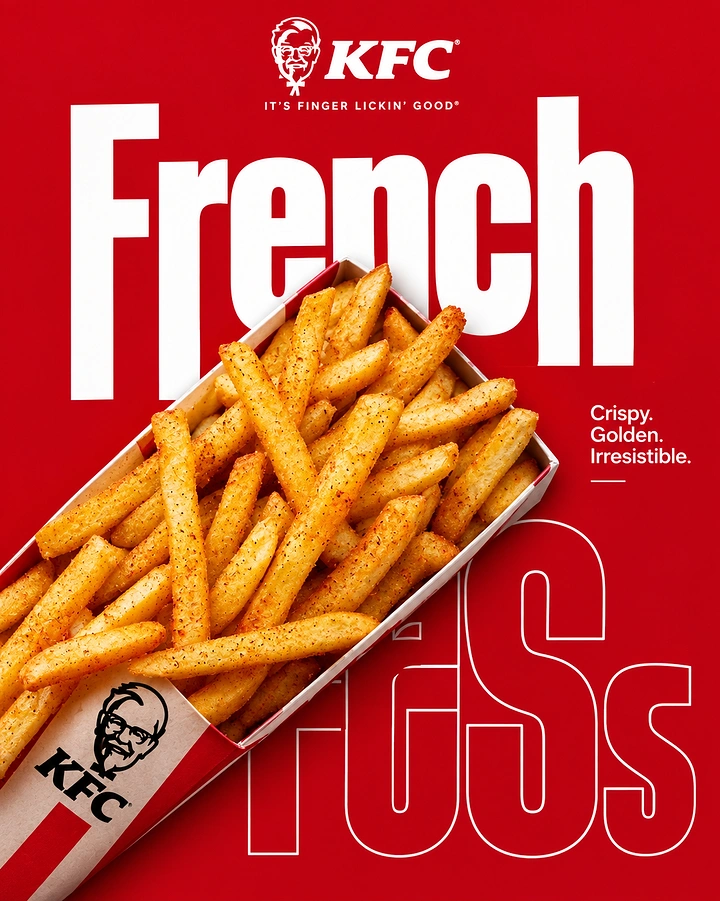Creative ad: Seasoned fries spilling from a branded box