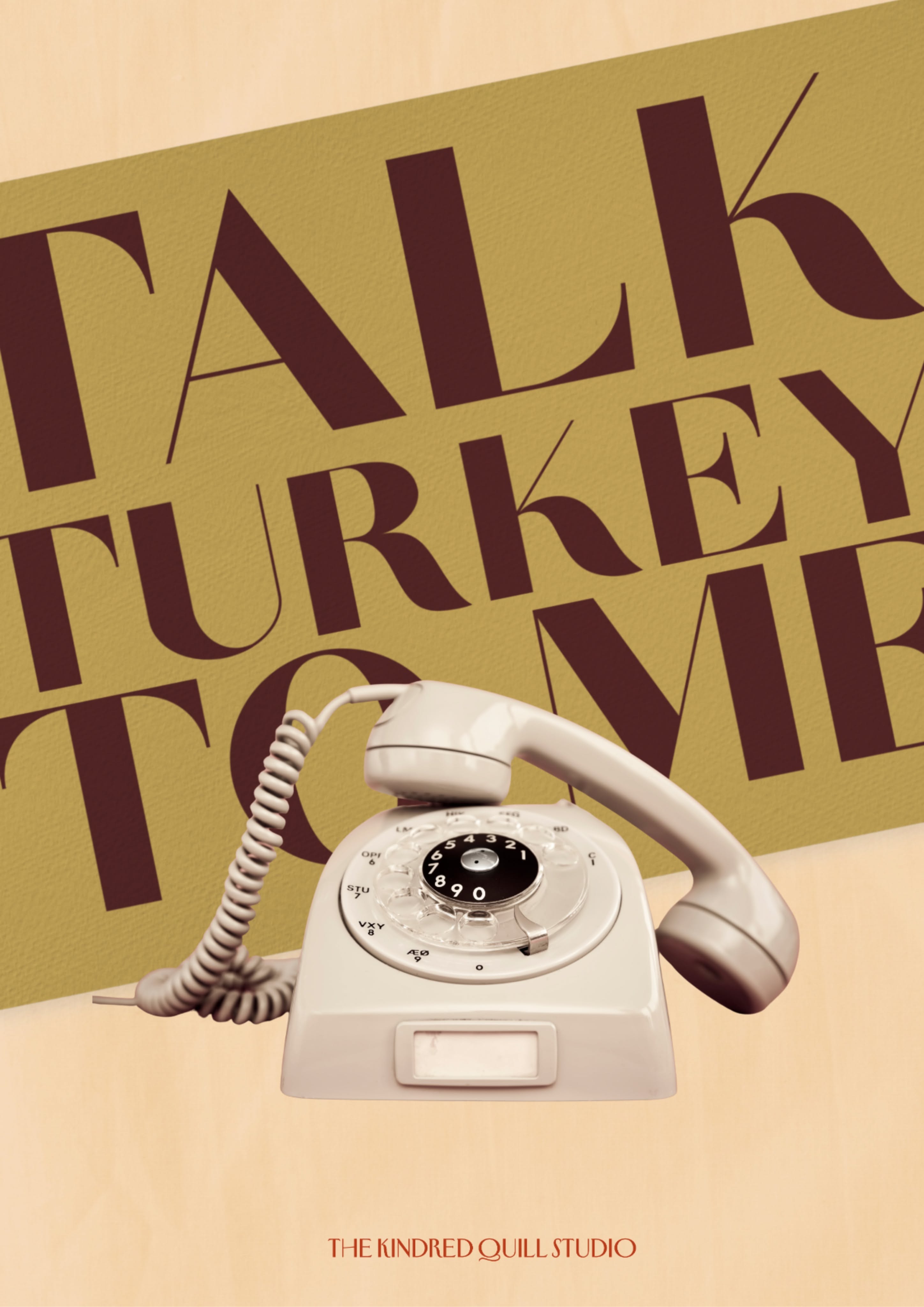 Cream vintage rotary telephone with its receiver lifted
