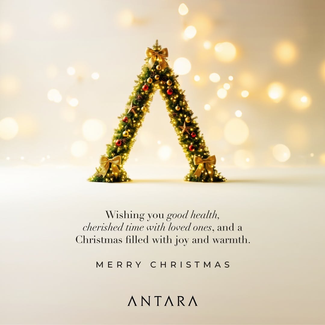 Christmas Instagram post: Brand-letter A shaped from lit Christmas garland
