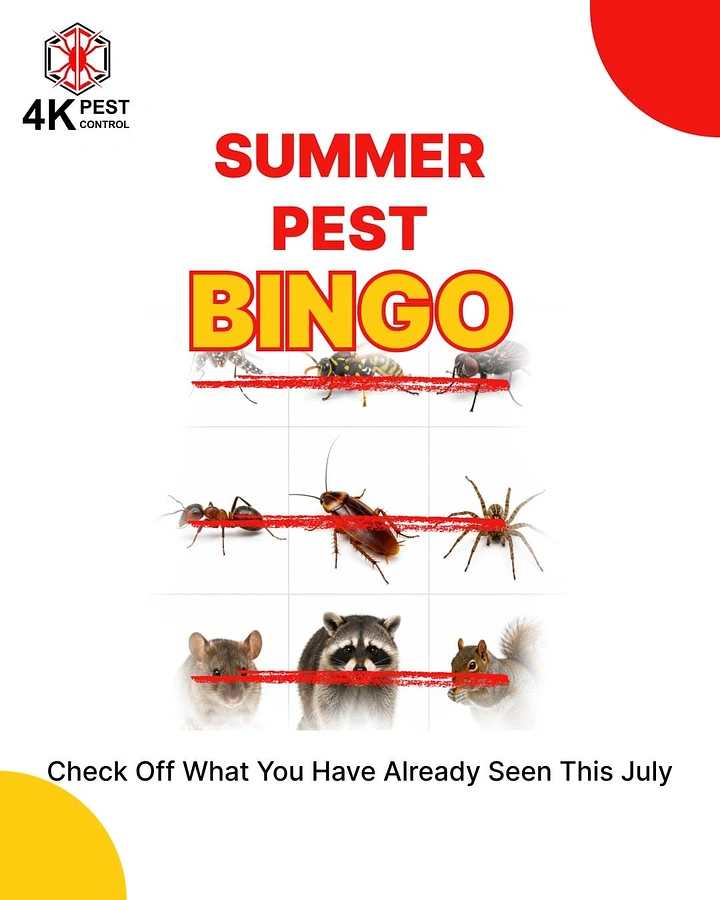 Pest Control creative ad: Summer pest bingo card, playful checklist