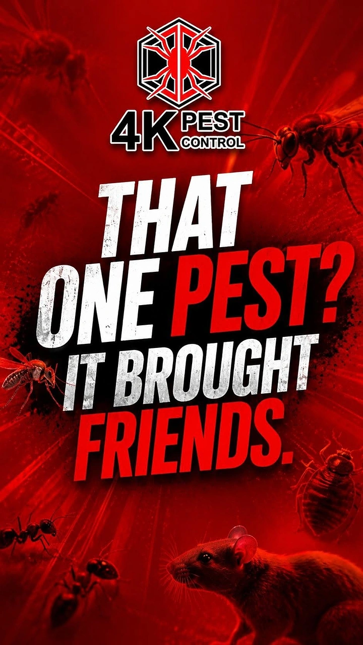 Pest Control creative ad: Witty 'one pest brought friends' swarm