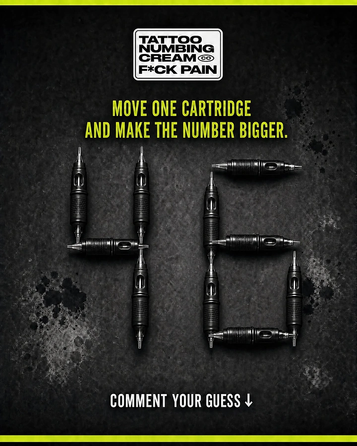 Tattoo Studios creative ad: Cartridges form number puzzle, witty engagement