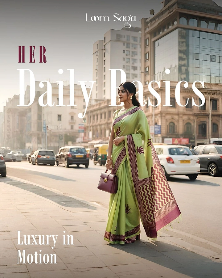Ethnic Wear & Sarees creative ad: Editorial 'Daily Basics' street luxury styling