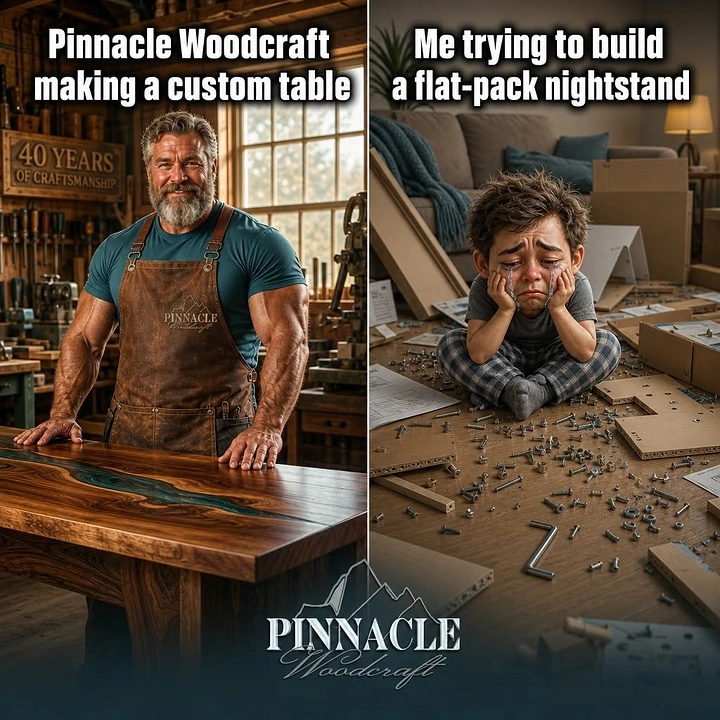 Carpenters & Woodwork creative ad: Pro versus flat-pack meme, witty contrast