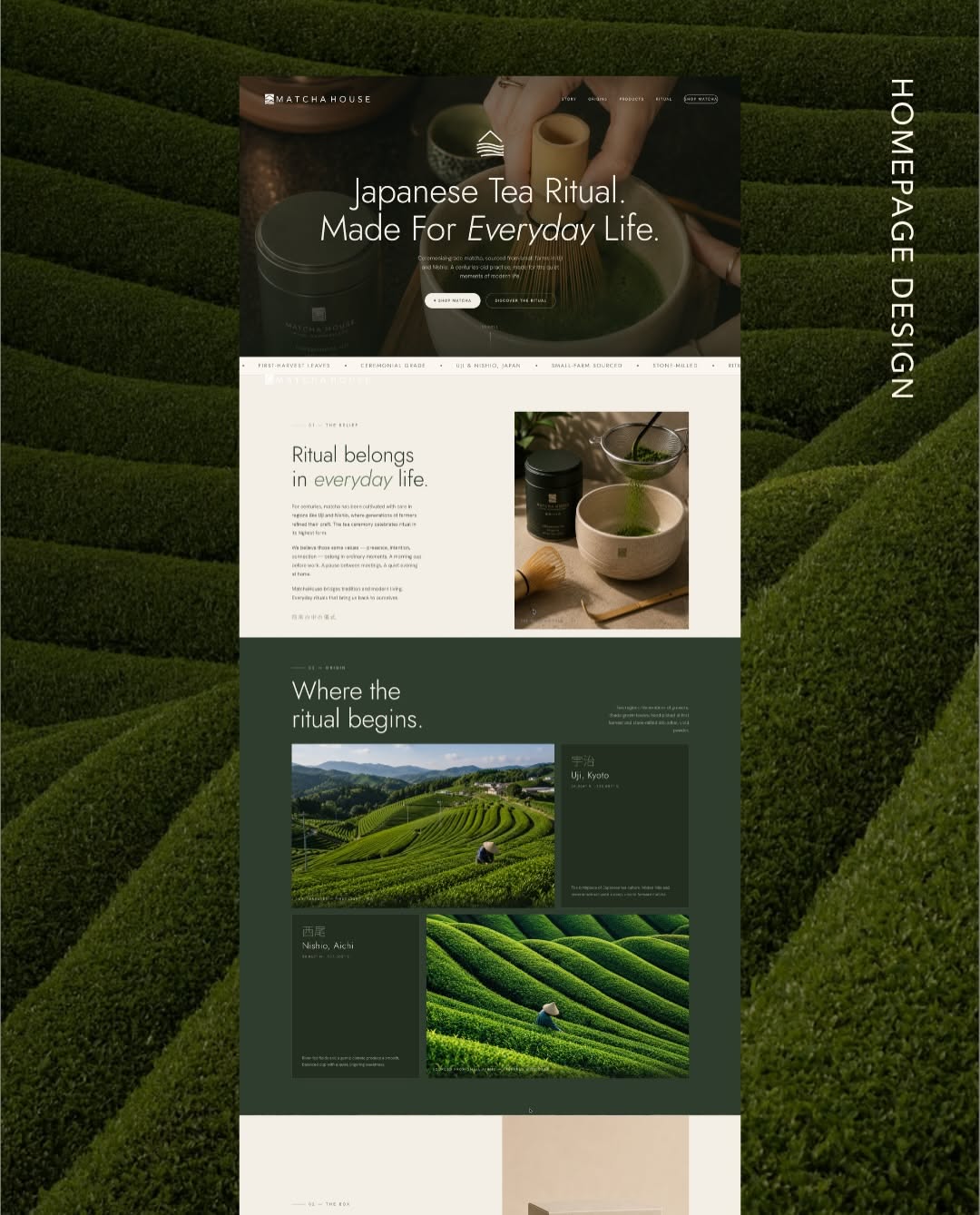 Instagram post: Logo mirrors terraced tea field rows, slide 6