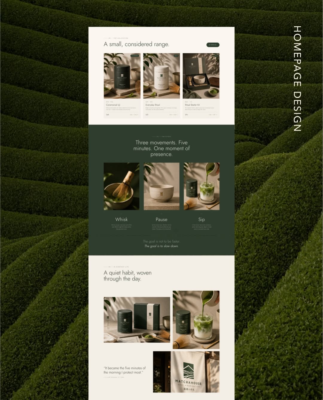 Instagram post: Logo mirrors terraced tea field rows, slide 7