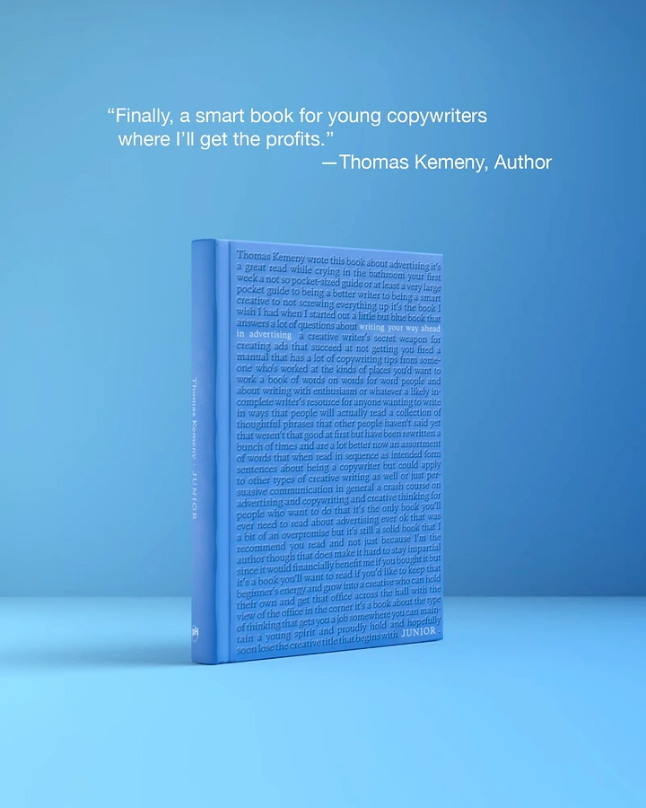 Bookstores creative ad: Cover made of copy, witty author quote