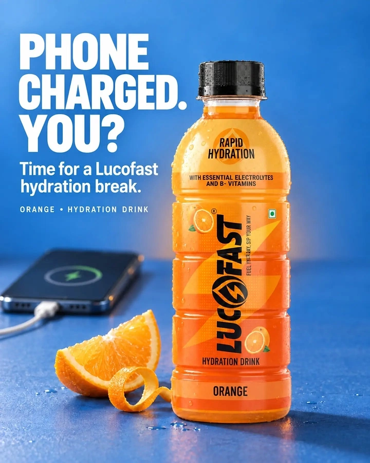 Energy & Sports Drinks creative ad: Phone-charging metaphor ties product to hydration