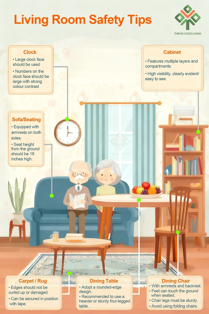 Senior Care creative ad: Illustrated room safety callout map