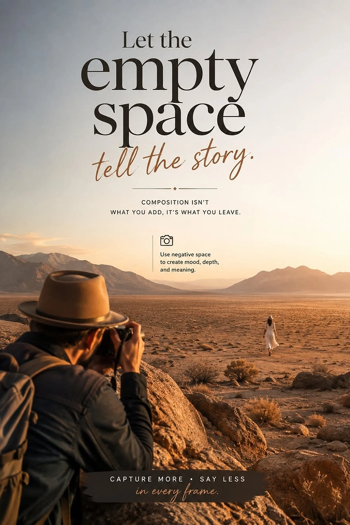 Photography creative ad: Negative-space tip shown by empty layout