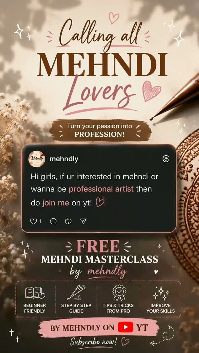 Mehndi & Henna Artists creative ad: Social DM format drives enrollment