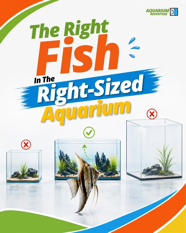 Aquarium Shops creative ad: Three tanks size comparison with marks