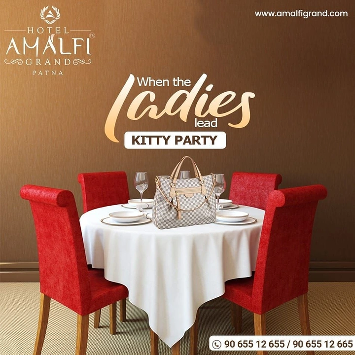 Banquet Halls & Venues creative ad: Staged kitty party table, 'ladies lead'