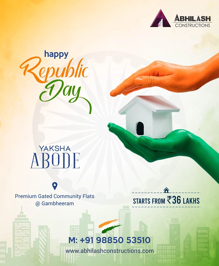 Republic Day creative ad: Tricolor hands cradling house as flag center