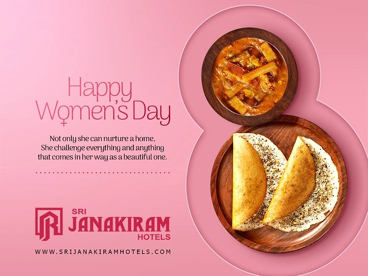 Women's Day creative ad: Food plates form the '8' of March