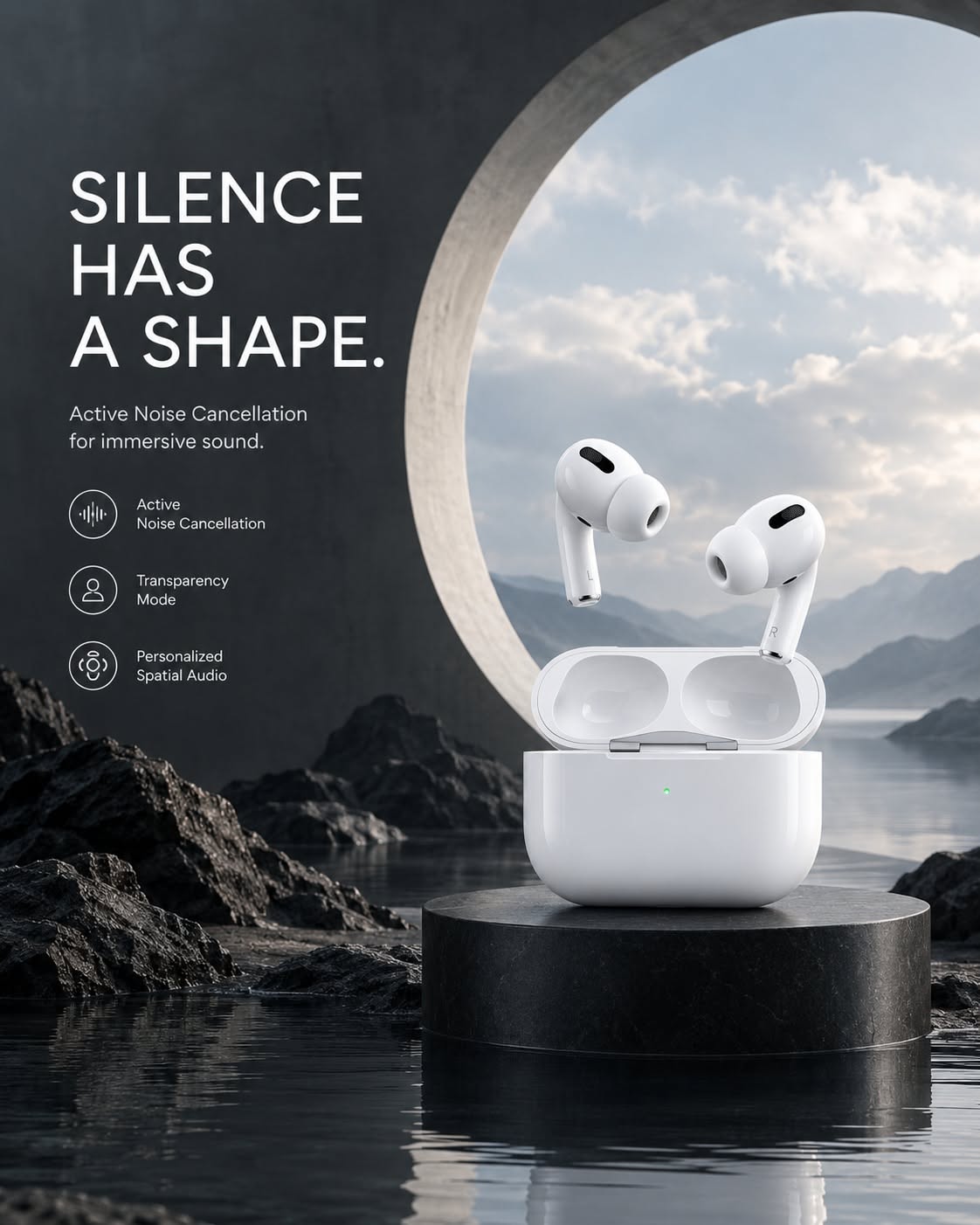 Instagram post: Mountain silence becomes a product metaphor