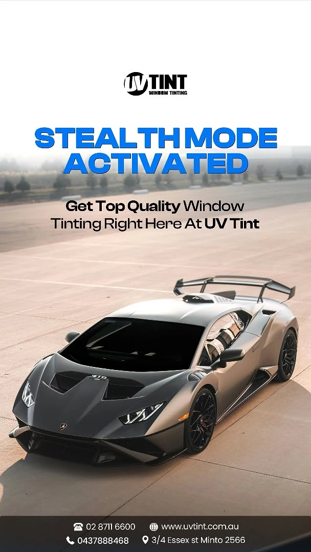 Window Tinting & Car Wraps creative ad: Stealth-mode product metaphor