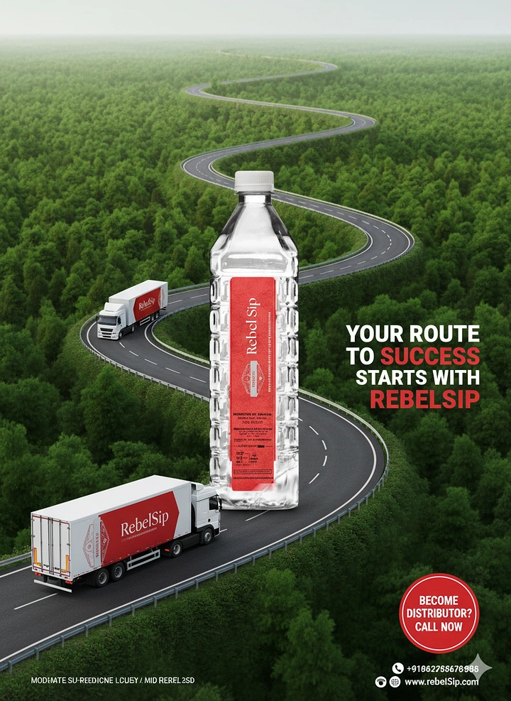 Packaged Drinking Water creative ad: Road visualizes business success route