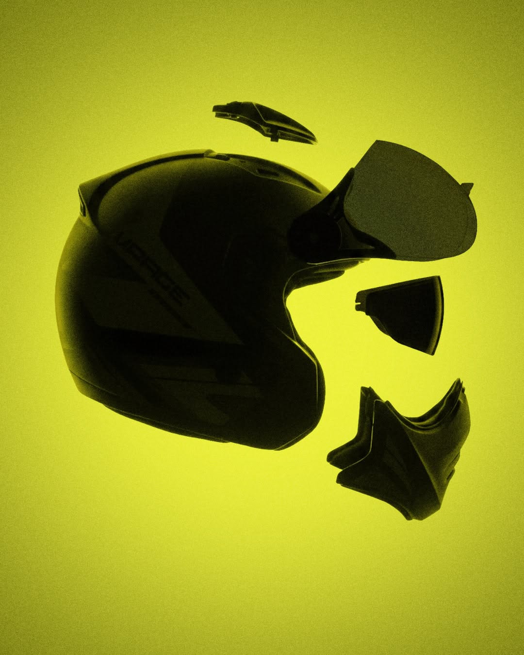 Instagram post: Unexpected exploded helmet composition