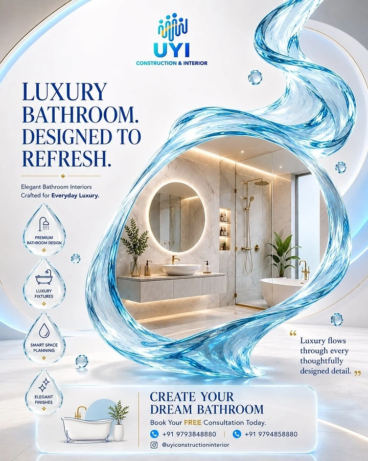 Home Renovation & Remodeling creative ad: Water ribbon creates luxury-flow metaphor