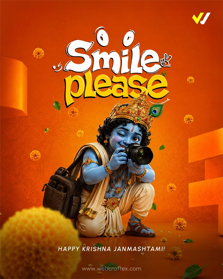 Janmashtami creative ad: Krishna as photographer, 'Smile please' pun