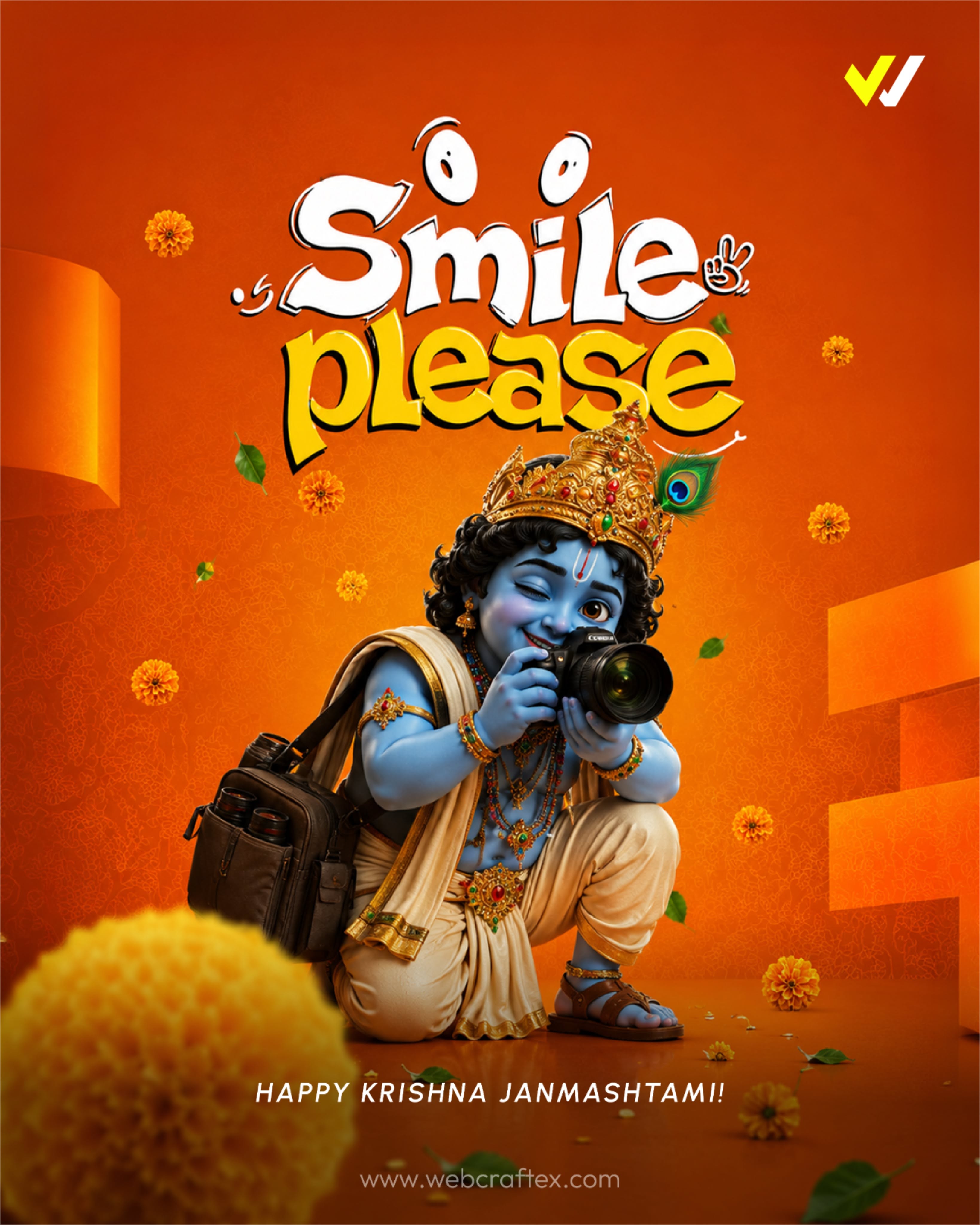 Krishna as photographer, 'Smile please' pun