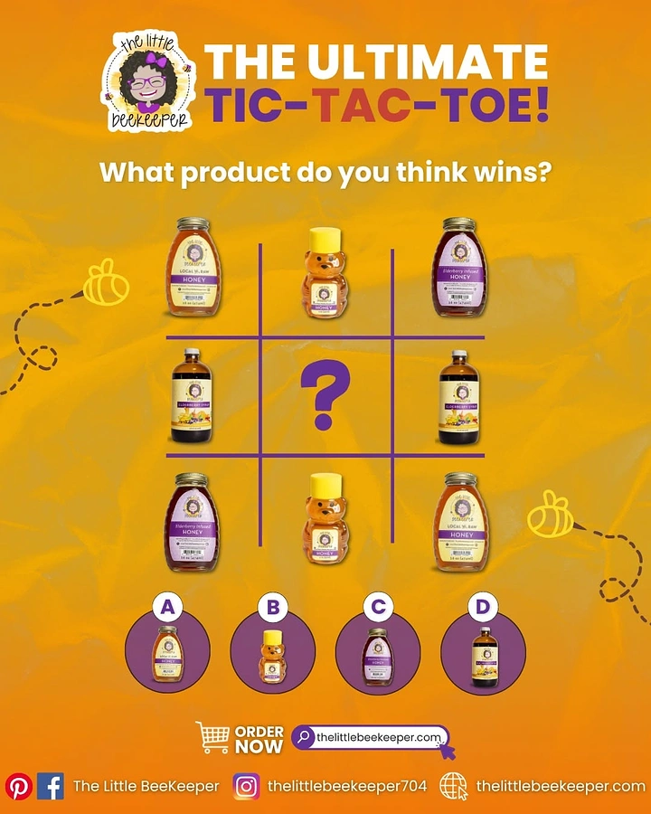 Honey Brands creative ad: Tic-tac-toe turns comparison playful