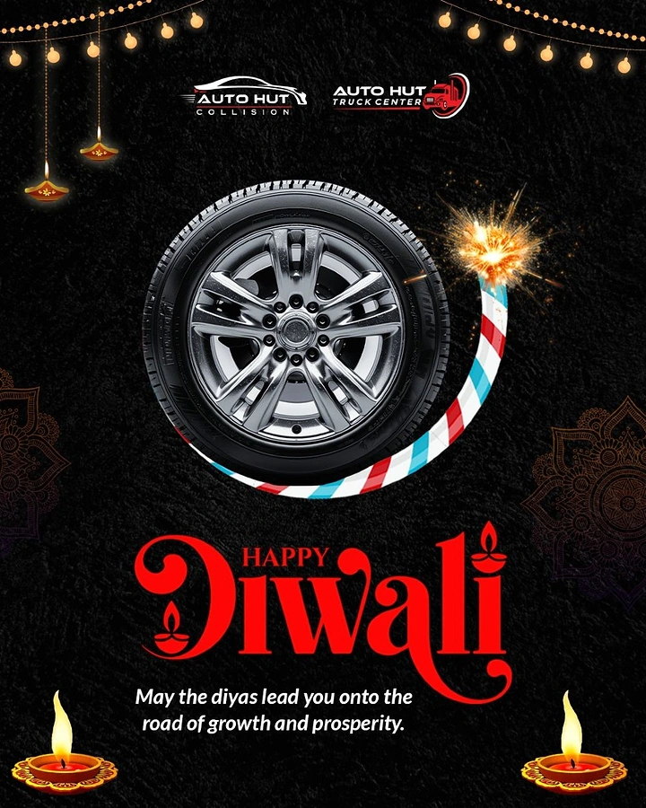 Diwali creative ad: Car tyre as a firecracker chakri with lit striped fuse