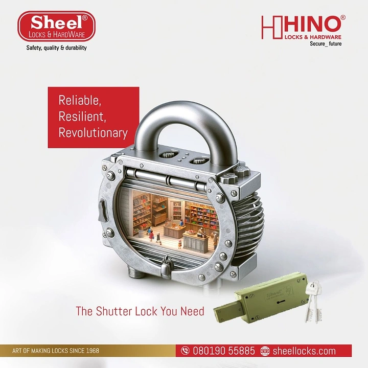 Locksmiths creative ad: Padlock cutaway revealing protected warehouse