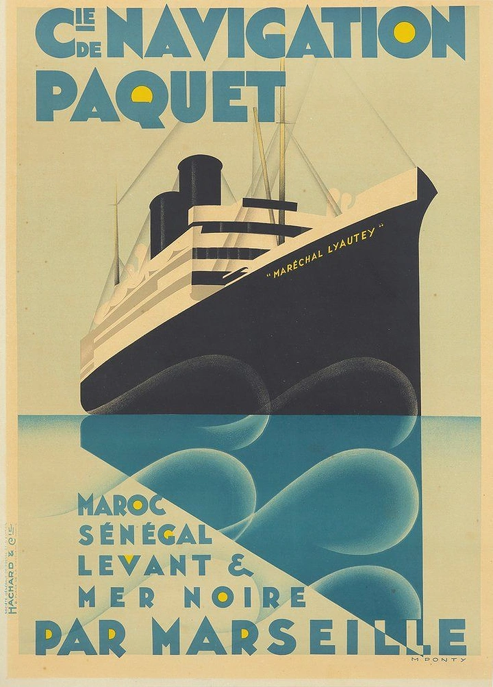Cruises & Cruise Lines creative ad: Beautifully crafted vintage cruise illustration poster.