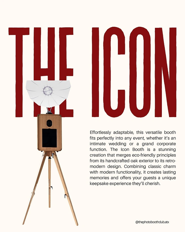 Photo Booth Rentals creative ad: Product-as-icon editorial poster concept