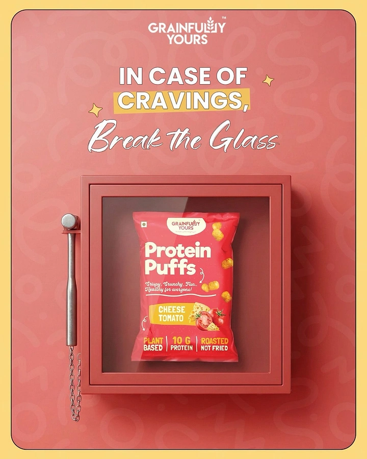 Creative ad: Snack pack inside a red 'break glass in emergency' box