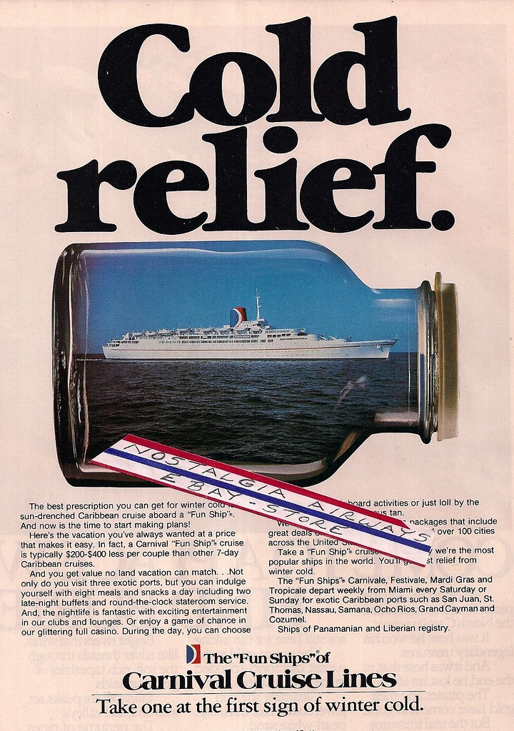 Cruises & Cruise Lines creative ad: Cruise ship becomes cold relief