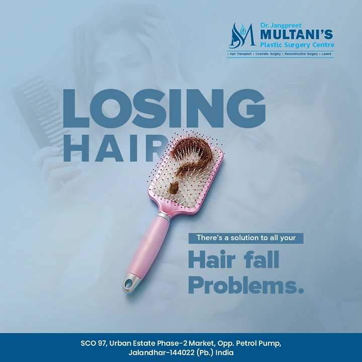 Hair Transplant & Hair Clinics creative ad: Hairbrush replaces P in 'losing hair'