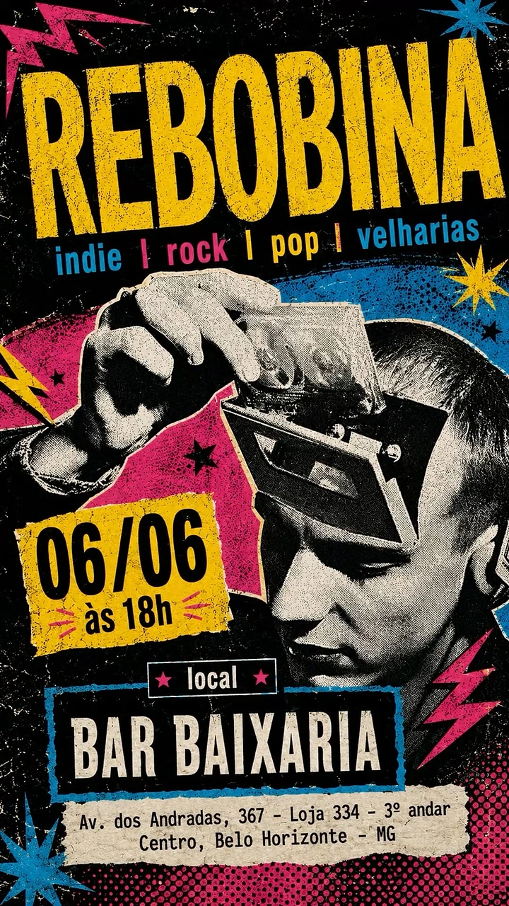 Creative ad: Halftone photo of a young man pulling a cassette tape over his face