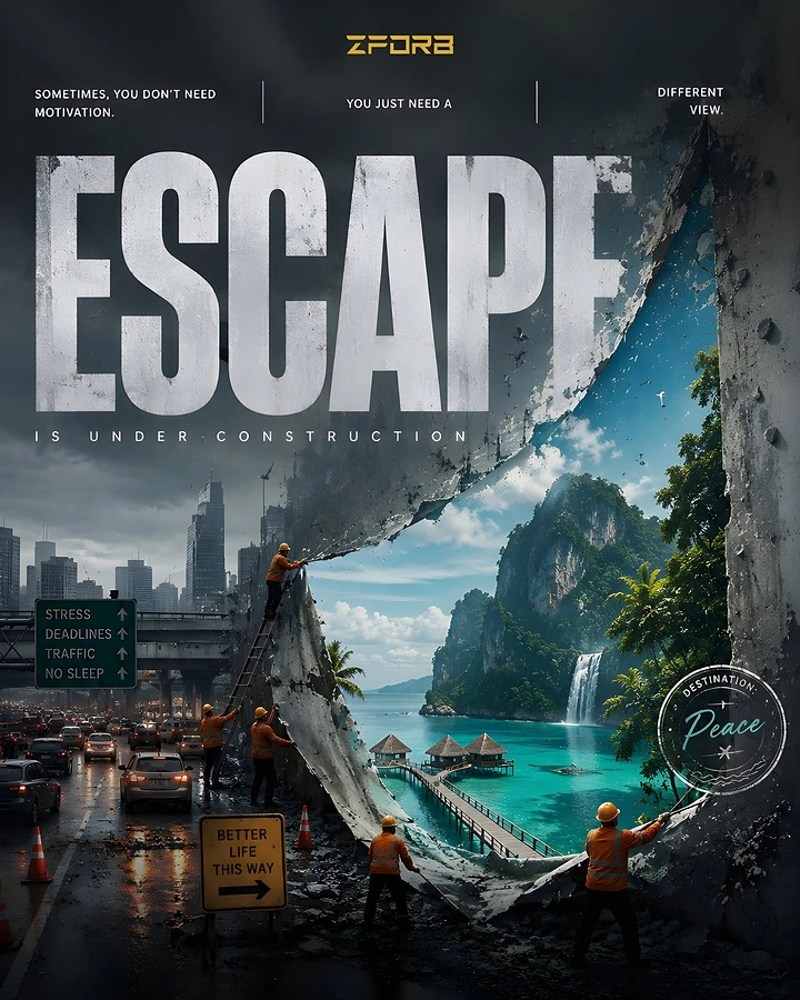 Escape Rooms creative ad: Broken-world escape visual metaphor