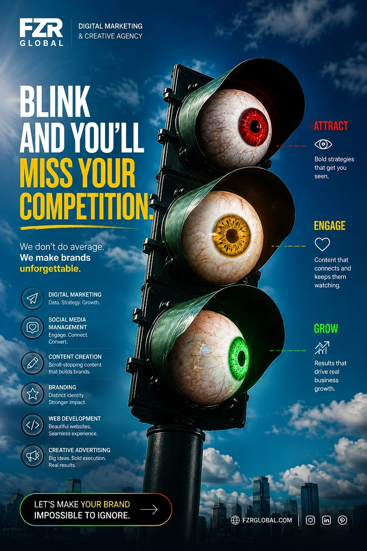 Agency creative ad: Eyeball traffic light: blink and miss