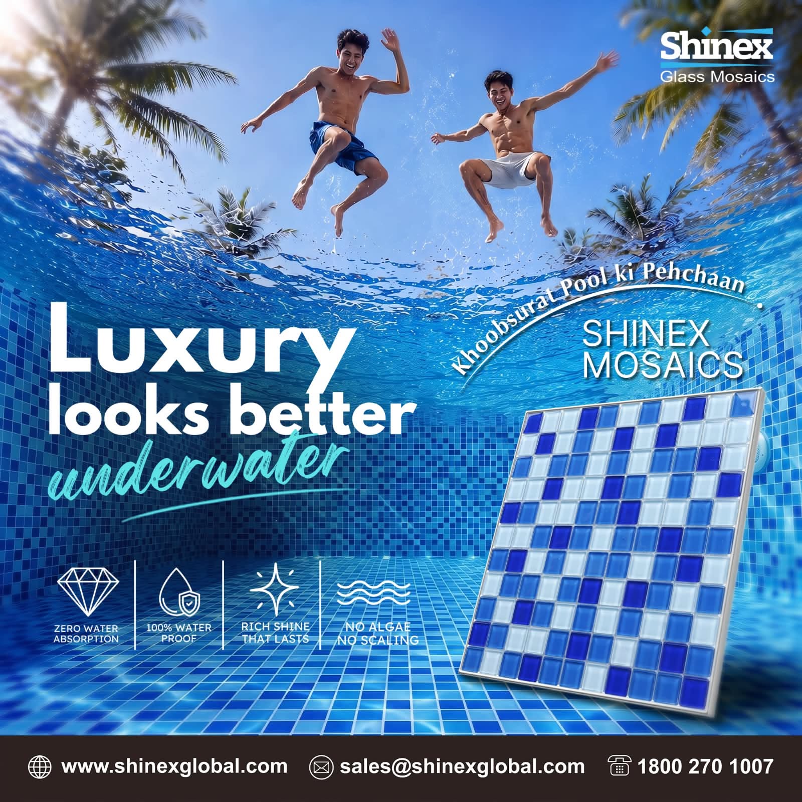 Instagram post: Underwater luxury metaphor with mosaic tile.