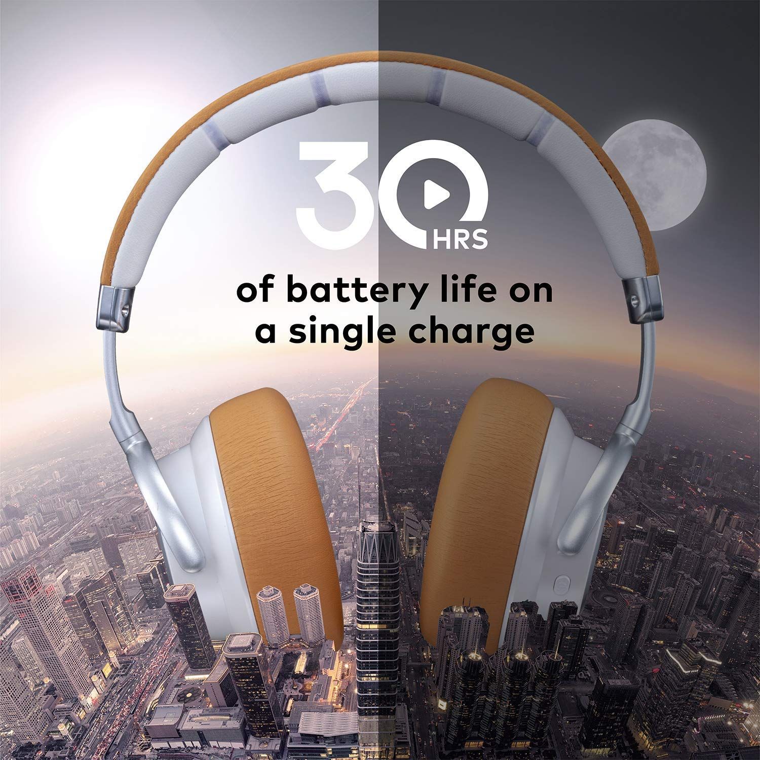 Instagram post: Cityscape battery-life product metaphor