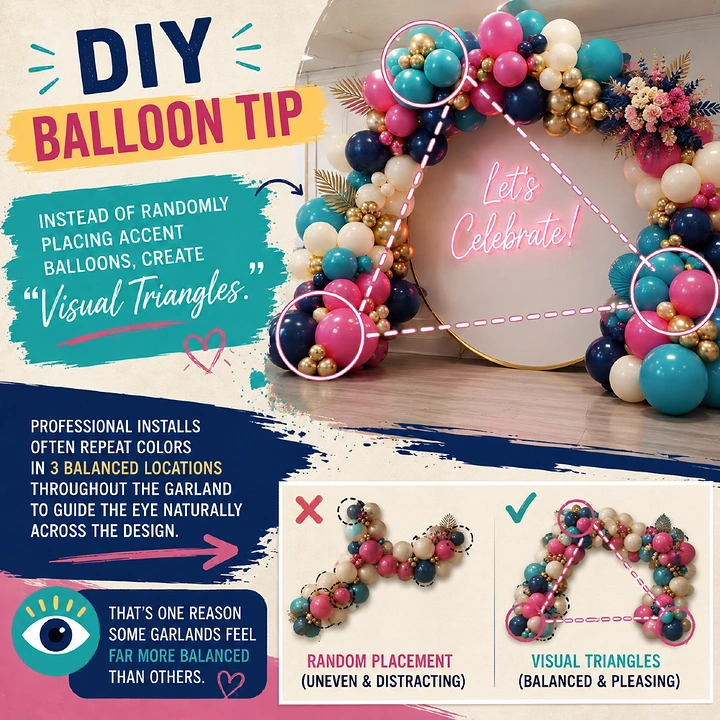 Balloon & Party Decorators creative ad: Visual-triangle lesson with balloon examples