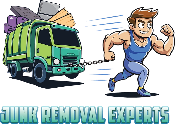 Junk Removal creative ad: Mascot pulling truck creates character