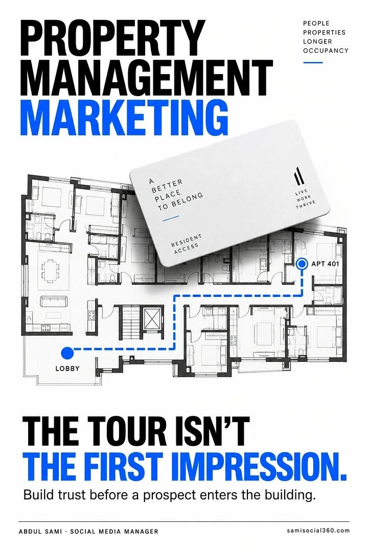Property Management creative ad: Floorplan turns tour into first impression