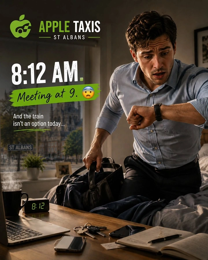 Taxi & Cab Services creative ad: Time-pressure meeting narrative is memorable